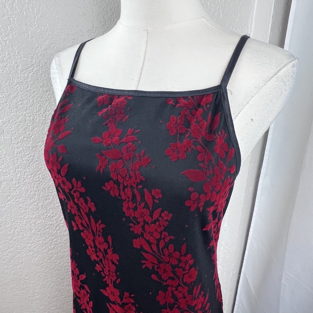 Vintage Y2K Velvet Burnout Maxi Dress Womens Large Dark Floral Fairy Grunge Goth